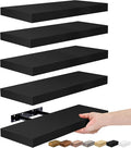Sorbus Floating Shelves for Wall, Bathroom Shelves Wall Mounted for Kitchen, Bedroom, Living Room, Bathroom Storage, Over Toilet, Hanging Book Shelf for Ｗall Home Decor (Black, 5 Pack)