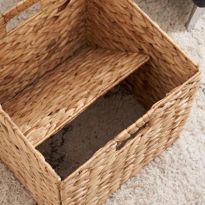 10.5 x 10.5 Storage Cubes – Water Hyacinth Wicker Baskets for Organizing, Wicker Storage Cubes, Storage Baskets for Shelves (4 Packs 10.5in)