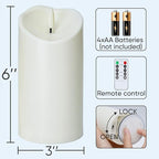 Homemory 6"x3" Outdoor Waterproof Flameless Candles, LED Candles, Battery Operated Candles with Remote and Timers, Electric Fake Plastic Pillar Candles, Ivory White, Set of 2