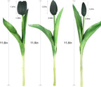 15pcs Artificial Tulips Flowers, Fake Tulips Real Touch, Faux Latex Tulips Bouquets, for Party Wedding Home Room Decoration (Black)