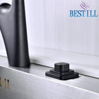 BESTILL Garbage Disposal Air Switch Kit, Square Raised Push Button Ideal for Long Nails, Cordless Sink Top Brass Switch for Food Waste Disposer, Matte Black, Compatible with all Garbage Disposals