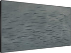 SIGNWIN 46"x72" Extra Large Framed Wall Art Gray School of Fish Minimalist Ocean-Inspired Marine Life Illustration for Home Living Room Bedroom Decor (Frame Assembly Required)
