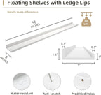Picture Ledge Shelf, Wood Long Floating Shelves for Wall, Set of 2, 56 inch Picture Ledge Shelves, Photo Ledge Nursery Book Shelves Wall Mounted for Living Room Kids' Room Bedroom, Color White