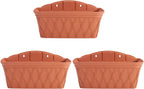 Sungmor 3 Pack Wall Hanging Planters, 16.5 Inch Railing Fence Hanging Flower Pots, Thickened Plastic Water Storage Plant Pot, Indoor Outdoor Garden Balcony Decor, Large Terracotta Color Plant Basket