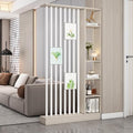 Wall Room Divider, Storage Cabinet Storage Display with Shelves, Modern Freestanding Wood Room Divider Screen, Wall Privacy Screens for Home Decorative (Beige+White,43.3" L x 9.5" W x 79.5" H)