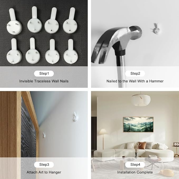 Celestdeco Green Foggy Mountain Framed Canvas Wall Art Set, Misty Forest Wall Decor, Watercolor Pine Tree Wall Painting, Large Nature Landscape Art Print for Living Room, Bedroom, Office - 20"X40"