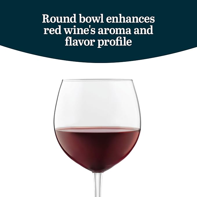 Libbey Midtown Red Wine Glass Set, 18.25 Oz Elegant Large Red Wine Glasses Set of 8, Long Stem Glass Wine Glasses for Weddings, Birthdays, and More