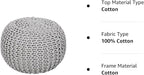 REDEARTH Round Boho Pouf Ottoman - Cable Knitted Cord Boho Pouffe - Stuffed Poof Accent Beanbag Footrest for Living Room - Nursery - Bedroom - Covered Patio - Study Nook (19.5"x19.5"x14") - Gray