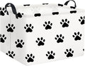 HIYAGON Dog toy Basket Dog Toy Bin Cute Toy Storage Basket Organizer Box Kids Gift Basket Empty Rectangular Room Decor for Home(Paw)