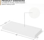 Fun Memories Deep Floating Shelves - 16" W x 9" D x 1.6" H Rustic White Wall Shelf - Wall Mounted Shelves for Storage - Wooden Shelves with Invisible Brackets for Living Room, Farmhouse - Set of 2