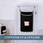 The Fine Living Co. X-Large Hanging Laundry Hamper with Over Door Hooks & Adhesive,Durable Space Saving Laundry Bag with Zipper and Wide Open Top,Hanging Dorm Laundry Hamper 20"x3.75"x31" (Black-XL)