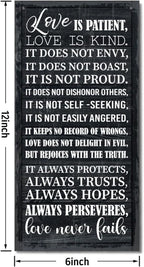 1 Corinthians 13:4-8 Inspirational Hanging Wood Decor Sign, Printed Wood Sign, Love is Patient, Love is Kind Quote, Hanging Bible Verses Woods Wall Signs, Rustic Home Decor Signs, Christian Gift A1