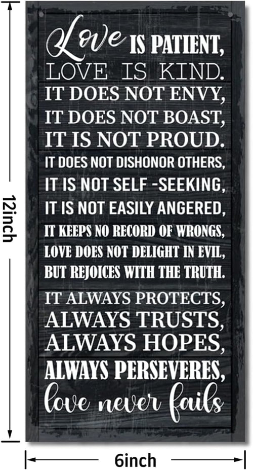 1 Corinthians 13:4-8 Inspirational Hanging Wood Decor Sign, Printed Wood Sign, Love is Patient, Love is Kind Quote, Hanging Bible Verses Woods Wall Signs, Rustic Home Decor Signs, Christian Gift A1