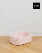 KALLAX Small Woven Basket, 13.5 x 9.5 x 5 Inches, Storage Basket for Organizing, Cute Small Rope Shelf Closet Cube Storage Bins Baskets for Shelves, Dog Toy Gift Baskets Empty, 3 Pack Light Pink