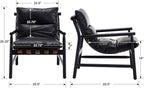 Modern Sling Accent Chairs Set of 2 - Black PU Leather Upholstered