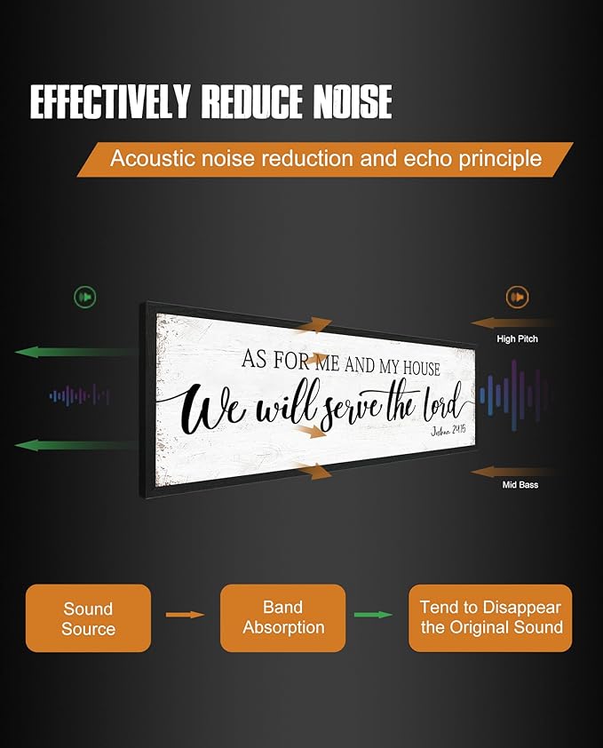 As for Me and My House We Will Serve the Lord Sign: Rustic Family Bedroom Signs Wall Decor Above Bed,Framed Country Wall Plaque Hanging Farmhouse Bible Verse Sign Christian Art Gifts 12" x 40"