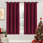 H.VERSAILTEX Christmas Blackout Curtains Blackout Thermal Insulated Curtains for Bedroom/Living Room, 52" Wide x 63" Long Each Panel,Grommet Panels for Small Window (Set of 2, Burgundy)