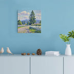 Countryside wildflowers landscape canvas poster natural plant flower artwork retro pastoral flower path suitable for farmhouse decoration
