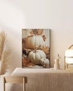 Rustic Autumn Pumpkin Wall Art Decor, Framed Vintage Thanksgiving Decorations, Fall Canvas Wall Art for Home, Kitchen and Living Room, Cozy Fall Decor Picture Print Ready to Hang
