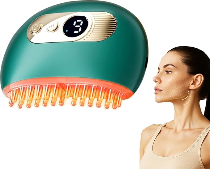 Lymphatic Contour Face Brush – Face Massager for Lymphatic Drainage, Double Chin Reducer, and Facial Sculpting – Gentle Vibrating Lymphatic Drainage Tool for Jawline & Puffiness - Green