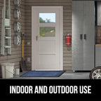 GORILLA GRIP 100% Waterproof All-Season WeatherMax Doormat 35x23, US Designed Natural Rubber, Stain and Fade Resistant, Low Profile Indoor Outdoor Door Mats, Easy Clean Patio Mat, Navy Greek Keys