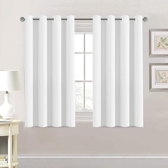 H.VERSAILTEX Thermal Insulated Room Darkening White Curtains for Bedroom/Living Room - Classic Grommet Top (2 Panels, 52 Inch by 54 Inch)
