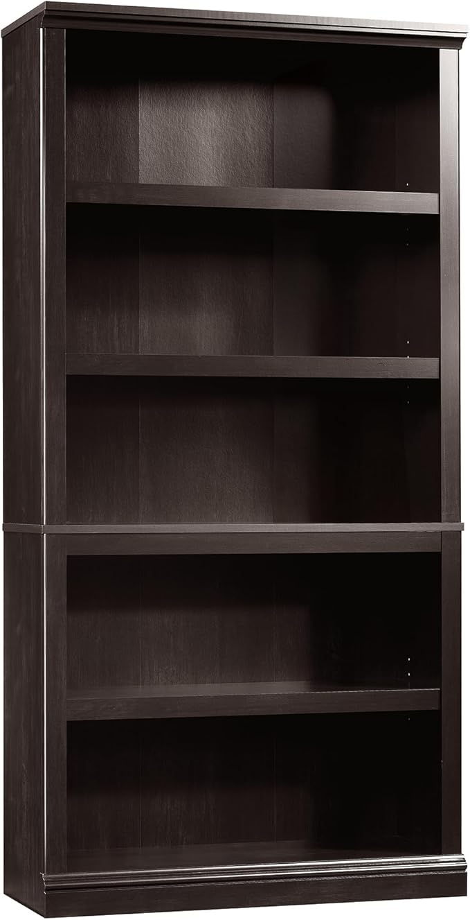 Sauder Miscellaneous Storage 5 Bookcase/Book Shelf, L: 35.28" x W: 13.23" x H: 69.76", Estate Black