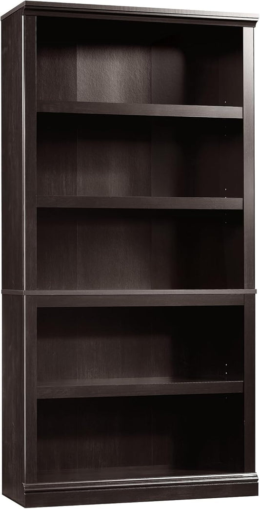Sauder Miscellaneous Storage 5 Bookcase/Book Shelf, L: 35.28" x W: 13.23" x H: 69.76", Estate Black