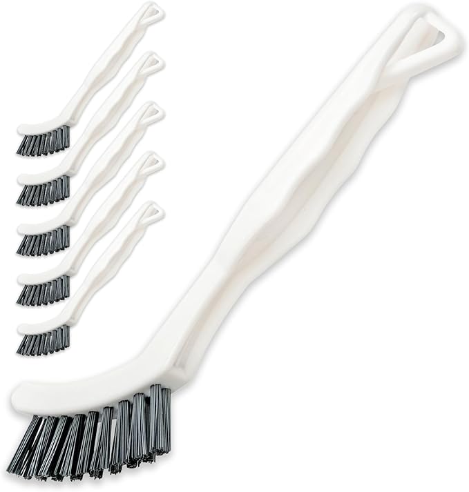 6-Pack Grout Cleaner Brush Scrub Set - Stiff Bristle Scrubbing & Detail Cleaning Brushes for Household Use on Bathtub, Shower, Kitchen, Tile Floors, Sink, Grooves, Window Tracks, Drains