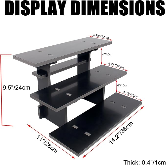 WANLIAN 3-Tier Straight Retail Table Display Stand, Portable Display Rack Shelves for Vendors, Craft Shows, Farmers Market, Pop Up Shop Countertop Black Risers for Display, Soap, Candles, Tumblers