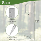 Rebar Stakes 12 Inch, 12 Pack Galvanized Tent Stakes Heavy Duty Ground Stakes, J Hook Metal Fence Stakes for Ground, Outdoor Decoration, Wire Fencing, Gardening