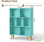 LEYAOYAO 7 Cube Bookshelf 3-Tier - Mint Green