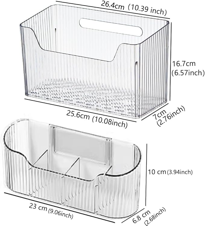 2 Piece Cabinet Door Organizer,Self Adhesive Kitchen Cabinet Organizer,Cabinet Door Storage Box for Bathroom/Kitchen/Living room,Storage shelf rv must haves. (Large+Small)