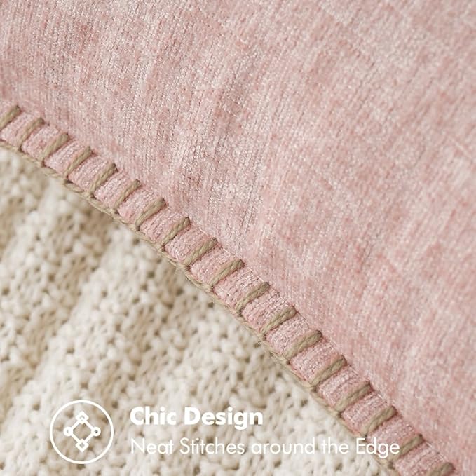 MIULEE Pack of 2 Couch Throw Pillow Covers 20x20 Inch Pink Valentine Farmhouse Decorative Pillow Covers with Stitched Edge Soft Chenille Solid Dyed Spring Pillow Covers for Sofa Bed Living Room