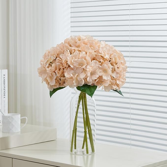 8pcs Fake Flowers Silk Hydrangea Artificial Flowers Bouquets Faux Hydrangea Stems for Home Table Centerpieces Wedding Party Decoration