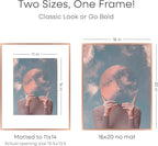 Homeforia Picture Frames 16x20 Rose Gold, High End Metal 16x20 Poster Frame with Mat 11x14 inch Photo, 16 x 20 Rose Gold Frame Matted to 11 by 14 Print, 20x16 Frame, Tempered Glass, Wall Kit, Set of 1