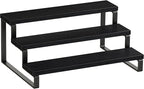 Giikin 3 Tier Spice Rack, Cabinet Organizer Shelf, Wooden Spice Rack for Countertop, Kitchen Counter Storage Shelves Cupcake Stand Holder Display Stand, Black
