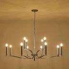 12 Light Nickel Living Room Chandelier High Ceiling Foyer Candle Chandelier Large Modern 44in Metal Chandeliers Hanging Light for Master Bedroom Dining Room Light Fixture Over Table