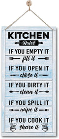 Hanging Kitchen Rules Wood Decor Sign, Rustic Kitchen Wooden Signs, Printed Wood Wall Art Sign, Kitchen Door Rules Rustic Sign, Hanging Wood Sign Kitchen Decor, Funny Farmhouse Kitchen Wall Décor D1