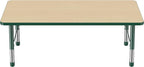 Factory Direct Partners FDP Rectangle Activity School and Classroom Kids Table (36 x 60 inch), Toddler Leg, Adjustable Height 15-24 inches - Maple Top and Green Edge