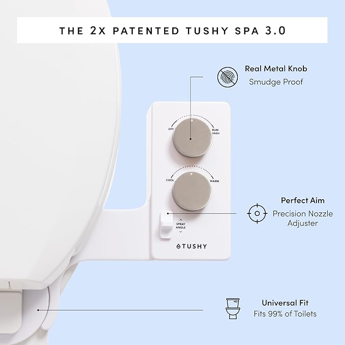TUSHY Self-Cleaning Cool to Warm Water Bidet Attachment. Easy Universal DIY Install, No Plumber Required (Sink Connection Needed for Water Temperature Control), Bronze Knob