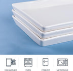 Delling Large Serving Platter, 16" x 9.5" Large Serving Tray, White Rectangular Porcelain Platters for Serving Food, Serving Trays for Party, Entertaining, Appetizer, Charcuterie, Snack - Set of 3