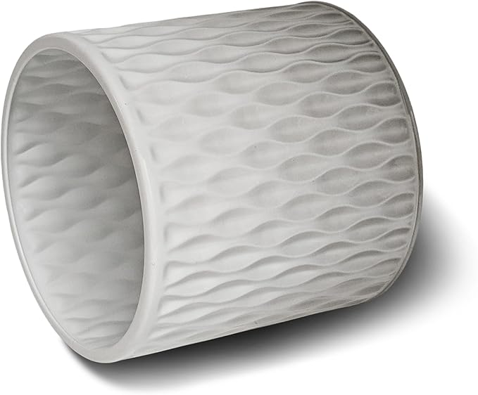 ARNIS Plants Pots with Stand, Set of 2 Indoor Planter Pots, Unique Mid Century Decorative Metal Flower Pots with Drainage,8.25 & 10.5 Inch, Grey and White