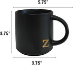 COLLECTIVE HOME - Black Monogram Ceramic Mugs, 15 oz Golden Initial Coffee Cups, Elegant Alphabet Tea Mugs, Personalized Halloween Mug with Gift Box, Perfect for Office and Home Décor (z)
