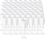 XUWAIDSGN Acrylic Champagne Flutes Toasting Glasses Unbreakable Mimosa Bar Reusable Wine Glasses Vintage Champagne Flutes Stemmed Drinking Cups 5.4 OZ for Christmas Birthday (100, white)