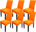 JQinHome Dining Chair Slipcover, High Stretch Removable Washable Chair Seat Protector Cover Set of 6,Chair Covers for Halloween Dining Room, Kitchen,Home Party,Wedding Ceremony(Orange, 6PC)