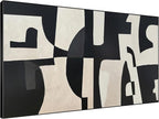 SIGNWIN 46"x72" Extra Large Framed Wall Art Black and White Abstract Geometric Design, Minimalist Modern Print for Home Living Room Bedroom Decor (Frame Assembly Required)