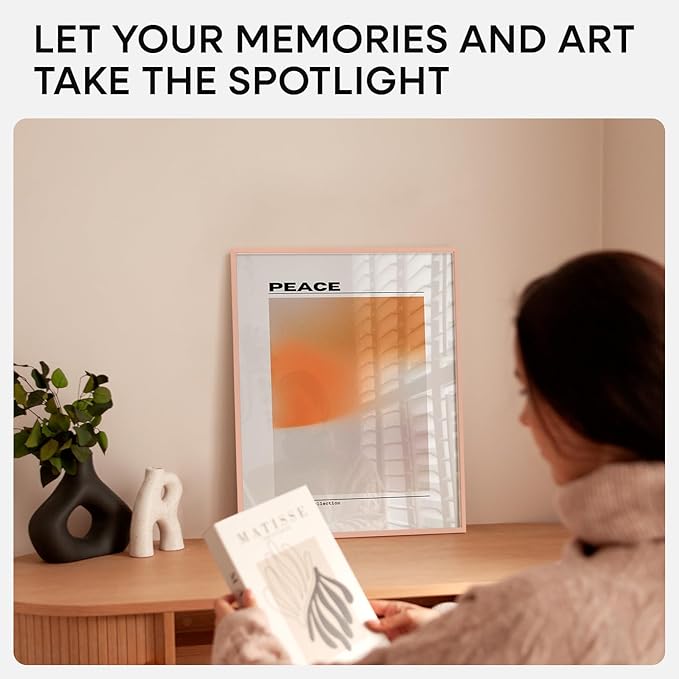Homeforia Picture Frames 16x20 Rose Gold, High End Metal 16x20 Poster Frame with Mat 11x14 inch Photo, 16 x 20 Rose Gold Frame Matted to 11 by 14 Print, 20x16 Frame, Tempered Glass, Wall Kit, Set of 1