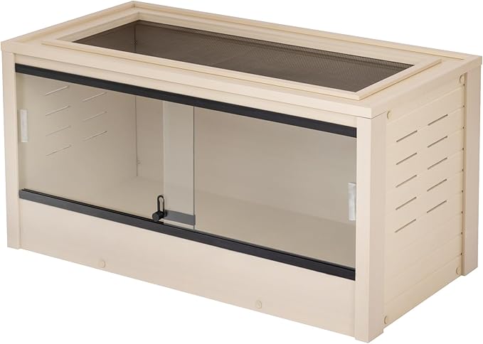 New Age Pet ECOFLEX 36" Mojave Reptile Lounge -Durable Wood Plastic Composite Habitat with Ventilation, Removable Glass Doors & Lock, Easy Assembly, for Tortoises, Snakes, Iguanas