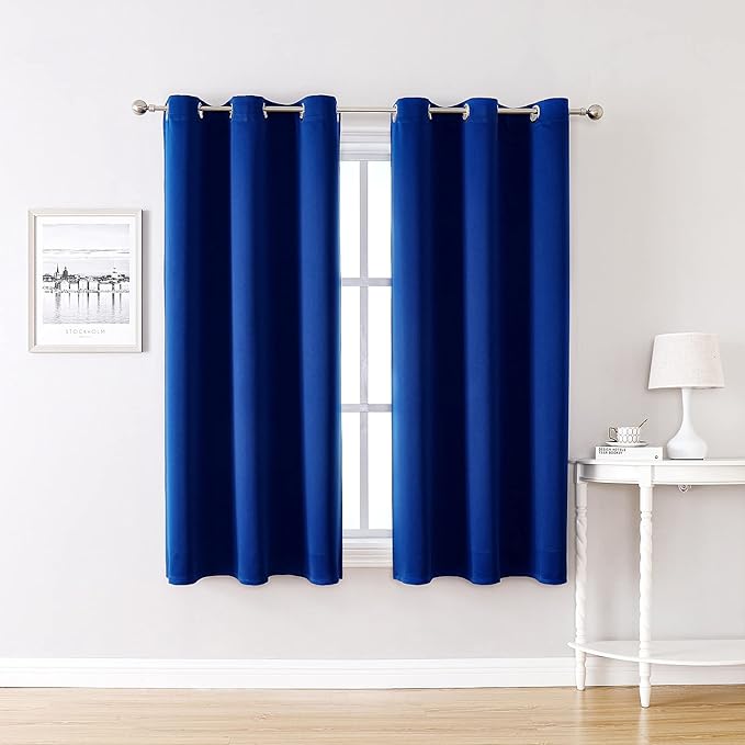 ChrisDowa Grommet Blackout Curtains for Bedroom and Living Room - 2 Panels Set Thermal Insulated Room Darkening Curtains (Royal Blue, 38W x 54L)